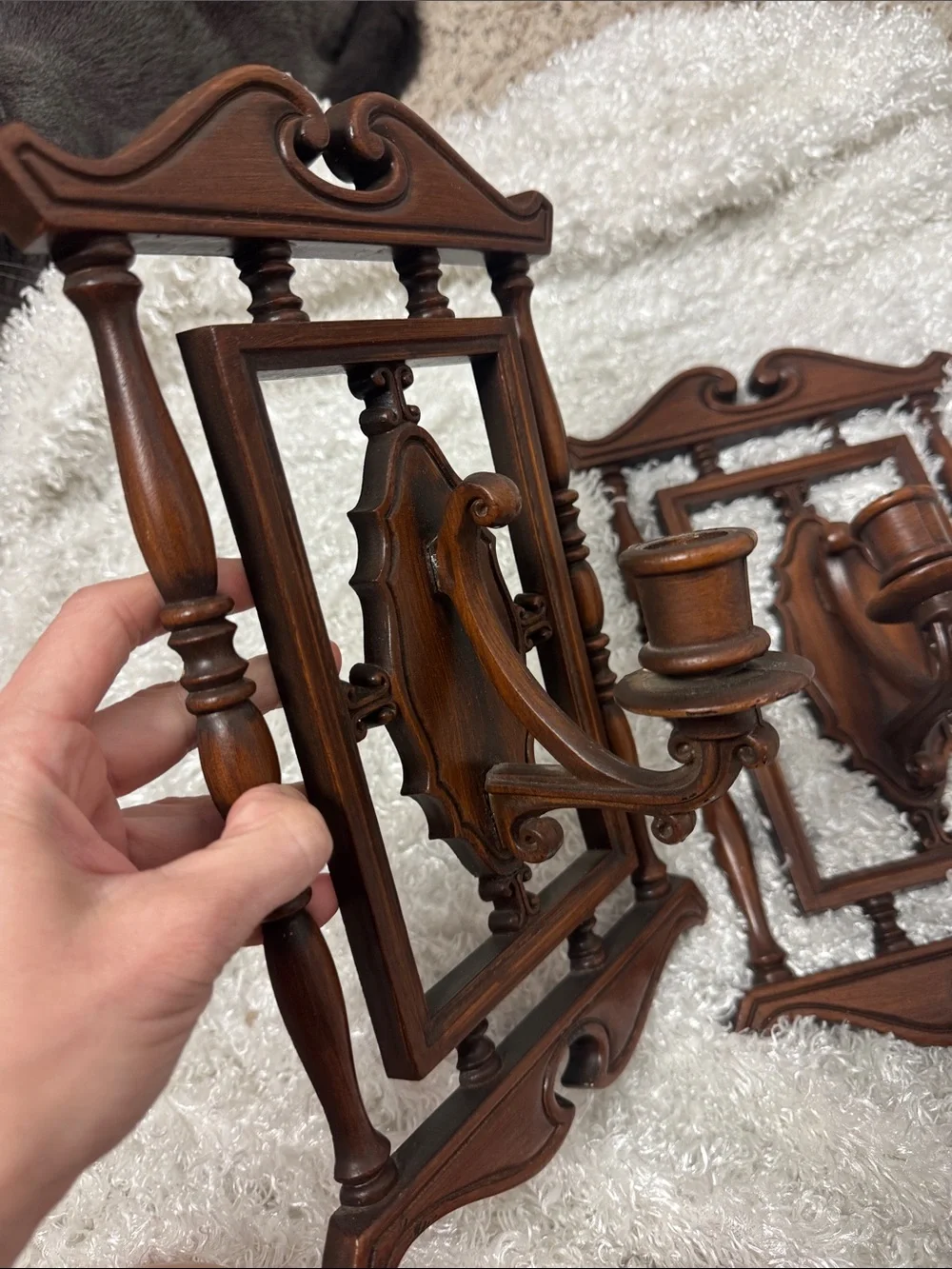Vintage wall sconce candle holder pair